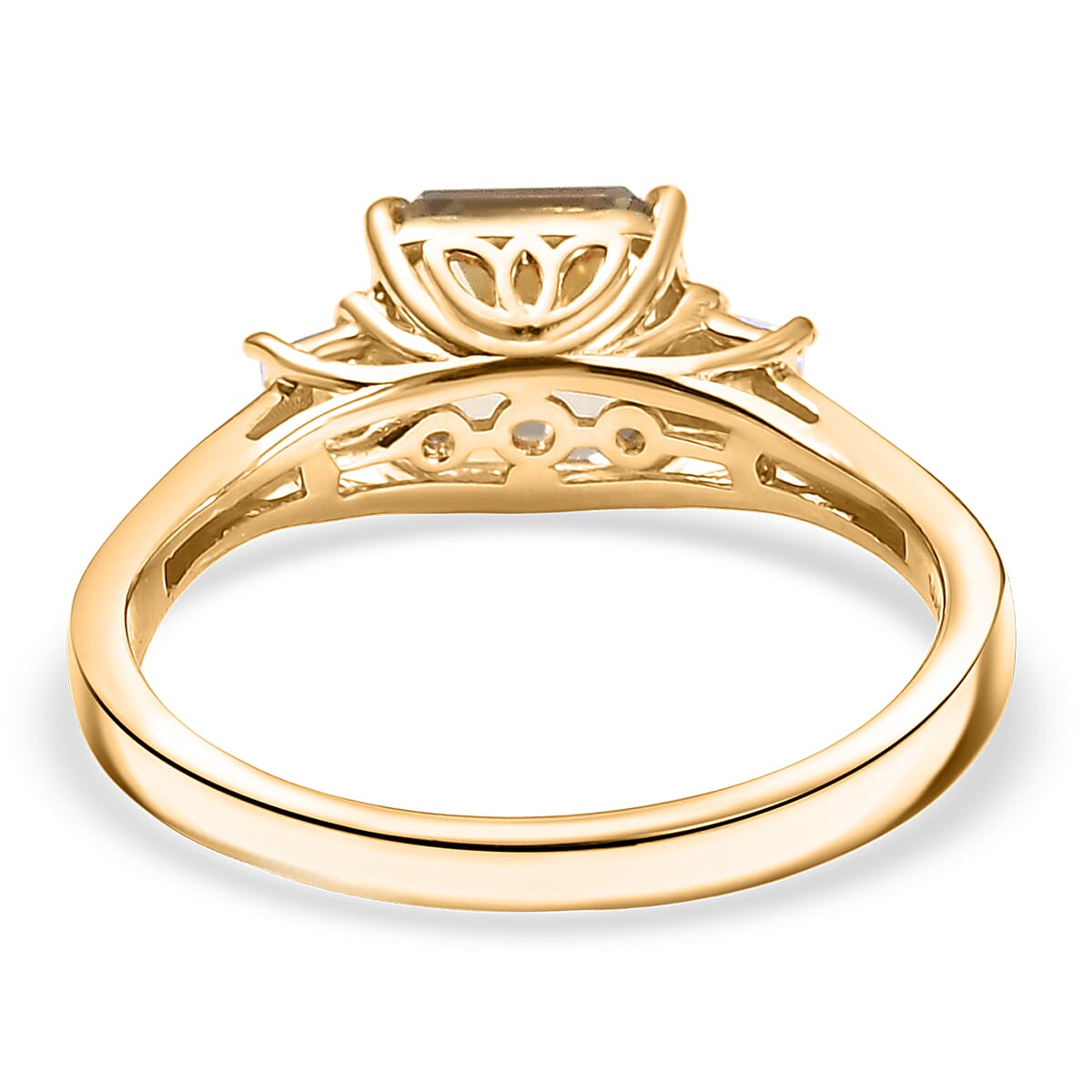 AAA Turkizite, Luxuriant Lab Grown Diamond Ring in 18K Vermeil YG Over Sterling Silver 2.15 ctw (Size 5.0) image number 3