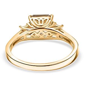 AAA Turkizite, Luxuriant Lab Grown Diamond Ring in 18K Vermeil YG Over Sterling Silver 2.15 ctw (Size 5.0)