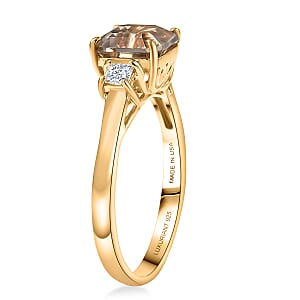 AAA Turkizite, Luxuriant Lab Grown Diamond Ring in 18K Vermeil YG Over Sterling Silver 2.15 ctw (Size 7.0)