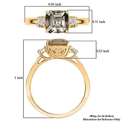 AAA Turkizite, Luxuriant Lab Grown Diamond Ring in 18K Vermeil YG Over Sterling Silver 2.15 ctw (Size 7.0)