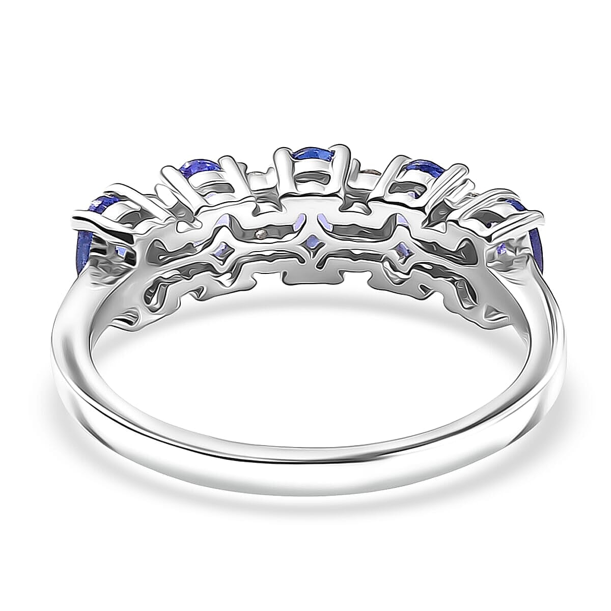D'Joy AAA Tanzanite, White Zircon Band Ring in Rhodium Over Sterling Silver 1.40 ctw (Size 10.0)