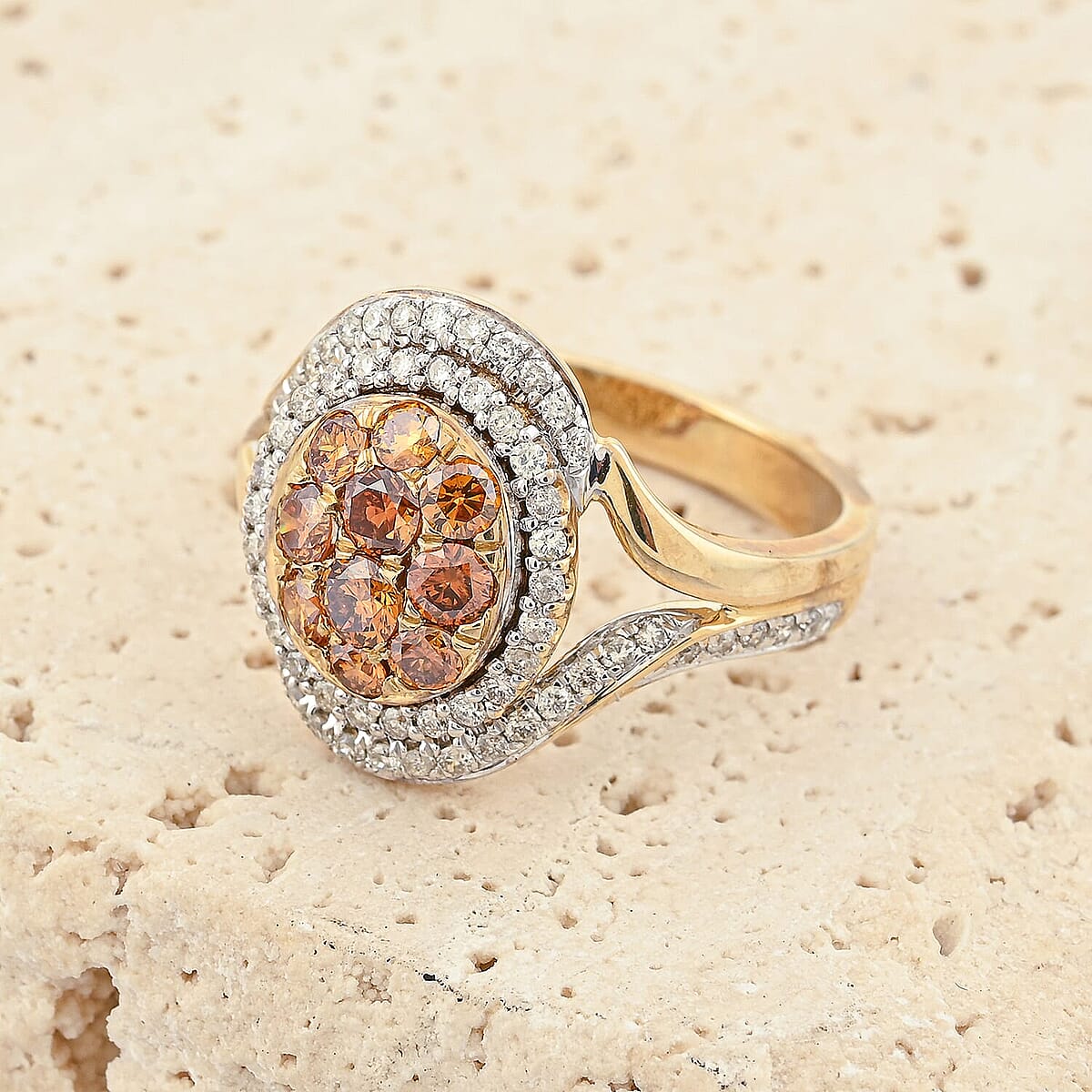 Modani Fire Orange Diamond Ring in 10K Yellow Gold 1.00 ctw (Size 6.5) image number 1