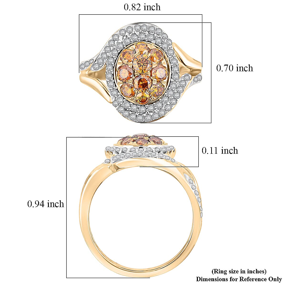 Modani Fire Orange Diamond Ring in 10K Yellow Gold 1.00 ctw (Size 6.5) image number 5