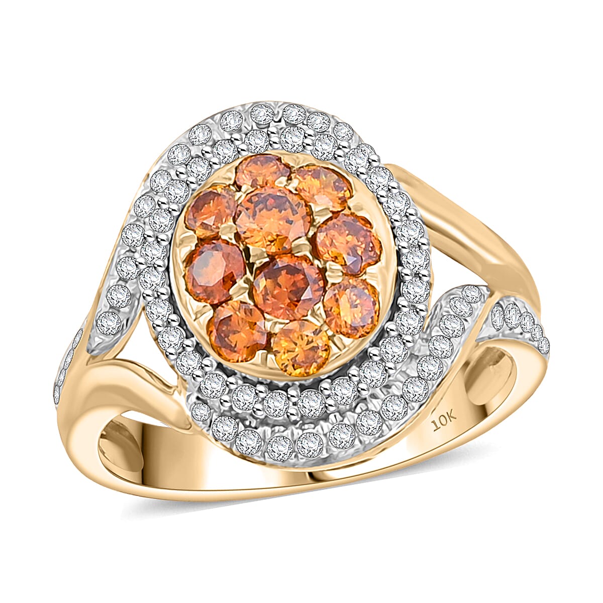 Modani Fire Orange Diamond 1.00 ctw Ring in 10K Yellow Gold (Size 7.0) 4.65 Grams image number 0