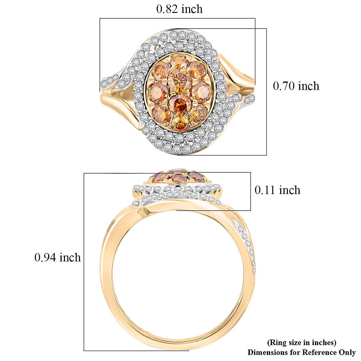Modani Fire Orange Diamond Ring in 10K Yellow Gold 1.00 ctw (Size 8.0) image number 5