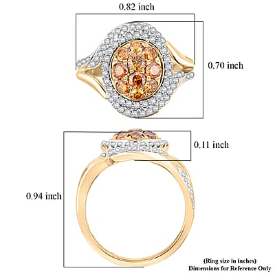Modani Fire Orange Diamond Ring in 10K Yellow Gold 1.00 ctw (Size 9.0)