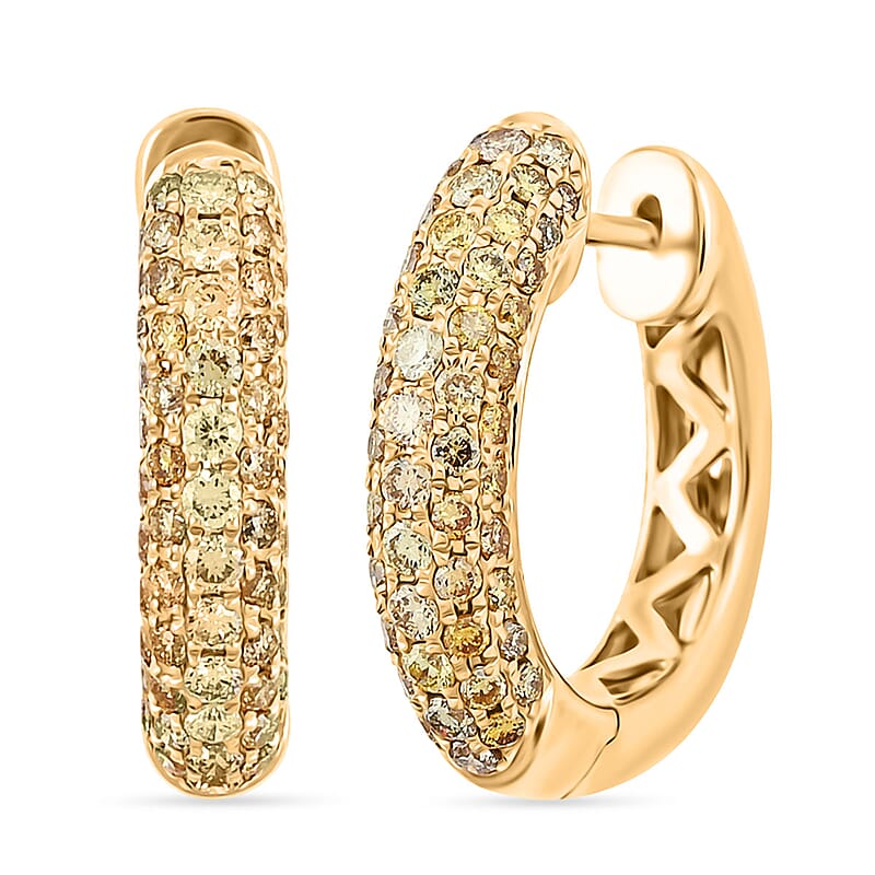 Modani Fire Orange Diamond 0.91 ctw Earrings in 10K Yellow Gold