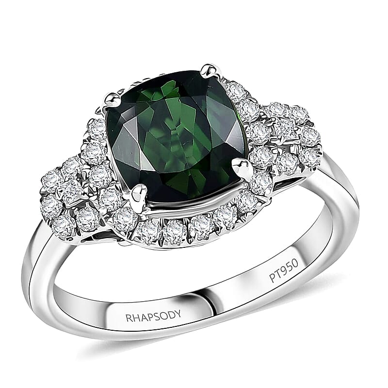 Certified & Appraised Rhapsody AAAA Santa Rosa Tourmaline and Diamond E-F VS 2.63 ctw Ring in 950 Platinum (Size 6.0) 5.65 Grams