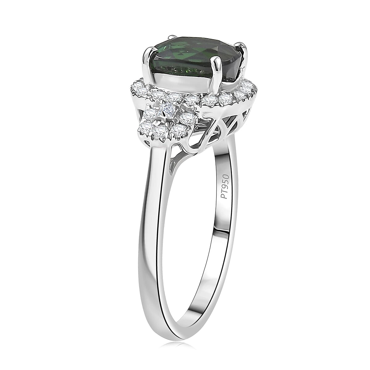Doorbuster Rhapsody AAAA Santa Rosa Tourmaline and Diamond E-F VS 2.65 ctw Ring in 950 Platinum (Size 6.0) 6.0 Grams image number 3