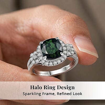 Certified & Appraised Rhapsody AAAA Santa Rosa Tourmaline and Diamond E-F VS 2.63 ctw Ring in 950 Platinum (Size 6.0) 5.65 Grams