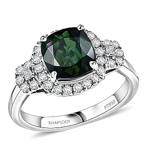 Certified Rhapsody AAAA Santa Rosa Tourmaline, Diamond Ring in 950 Platinum 2.63 ctw (Size 6.5)