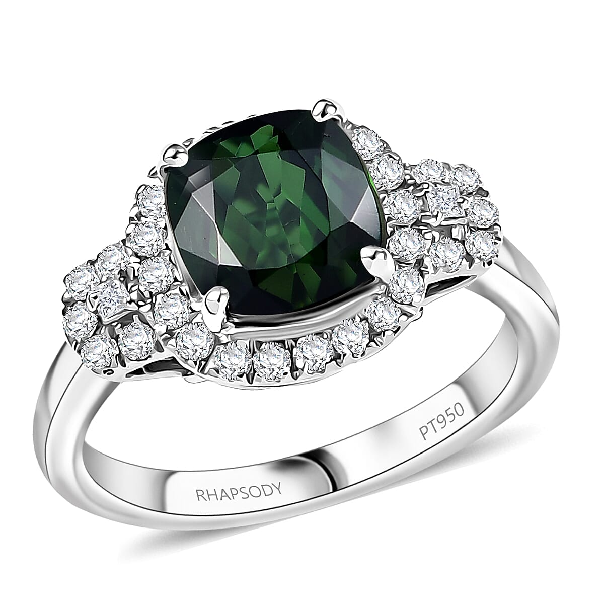 Certified & Appraised Rhapsody AAAA Santa Rosa Tourmaline and Diamond E-F VS 2.63 ctw Ring in 950 Platinum (Size 7.0) 5.65 Grams image number 0
