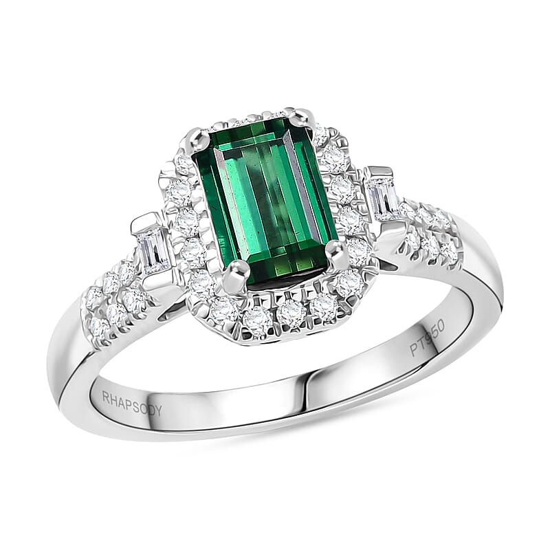 Certified & Appraised Rhapsody AAAA Santa Rosa Tourmaline, Diamond Ring in 950 Platinum 1.61 ctw (Size 10.0)