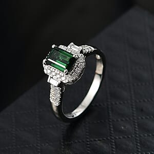 Certified Rhapsody AAAA Santa Rosa Tourmaline, Diamond Ring in 950 Platinum 1.61 ctw (Size 10.0)