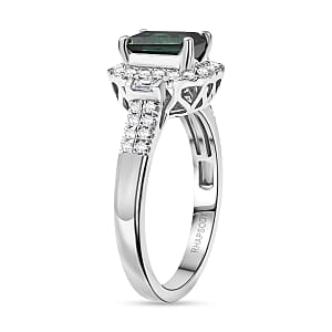Certified Rhapsody AAAA Santa Rosa Tourmaline, Diamond Ring in 950 Platinum 1.61 ctw (Size 10.0)