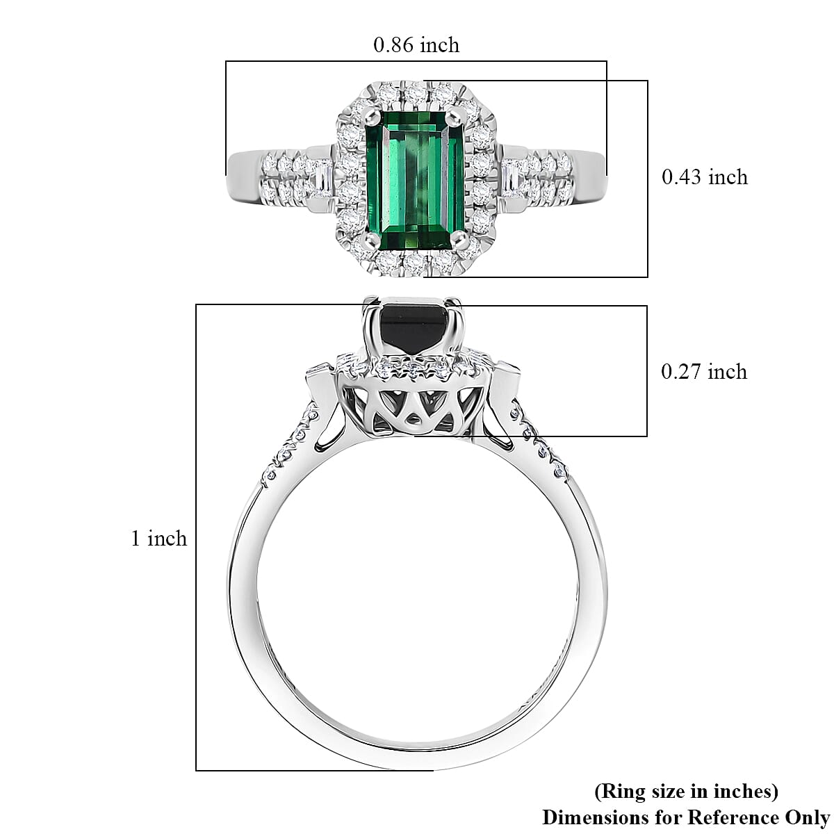 Doorbuster Certified & Appraised Rhapsody AAAA Santa Rosa Tourmaline and Diamond E-F VS 1.61 ctw Ring in 950 Platinum (Size 10.0) 5.95 Grams image number 5