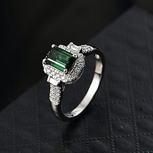 Certified Rhapsody AAAA Santa Rosa Tourmaline, Diamond Ring in 950 Platinum 1.61 ctw (Size 5.0)