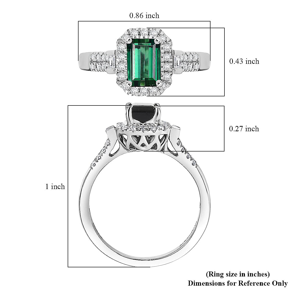 Certified Rhapsody AAAA Santa Rosa Tourmaline, Diamond Ring in 950 Platinum 1.61 ctw (Size 5.0) image number 5