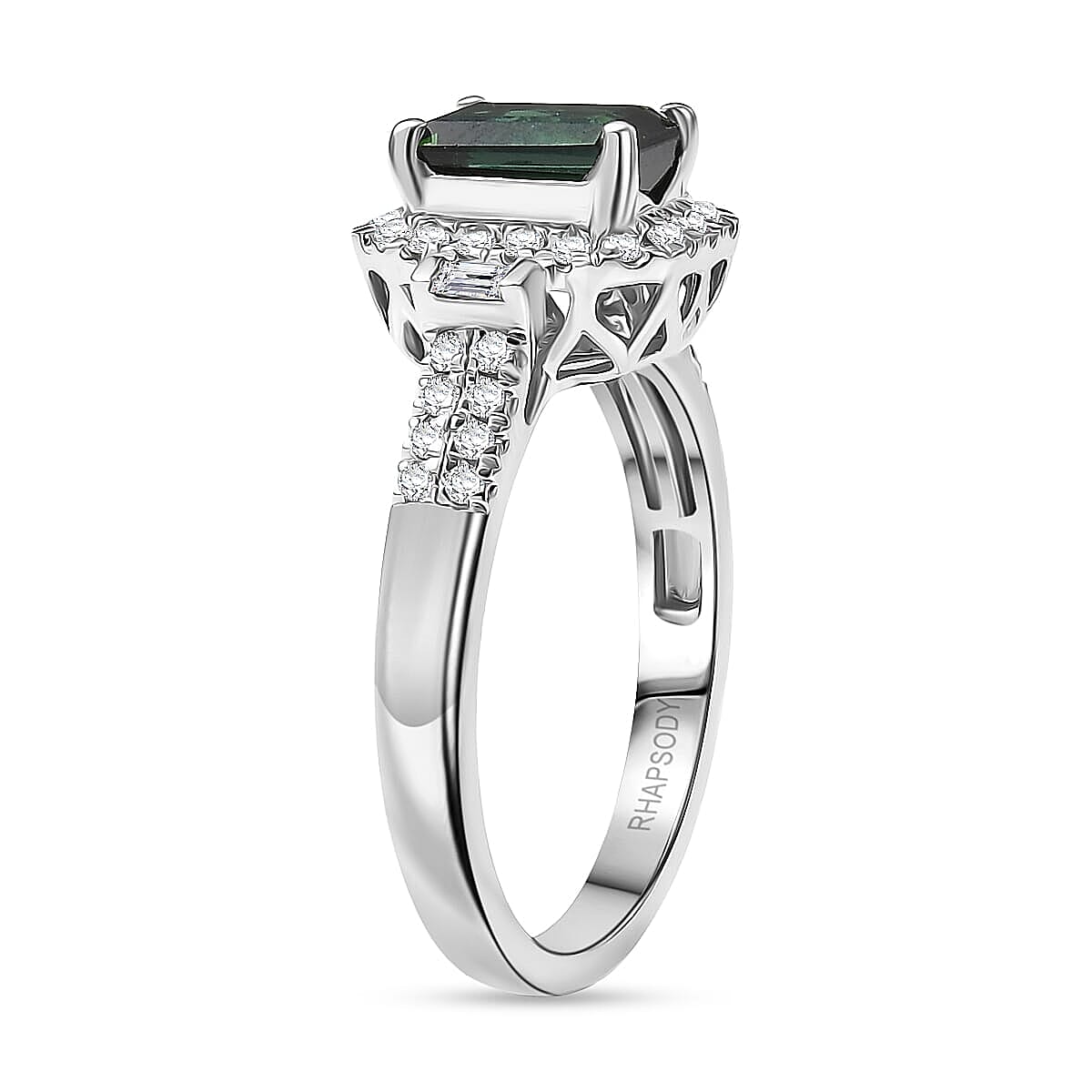 Certified and Appraised Rhapsody AAAA Santa Rosa Tourmaline, Diamond Ring in 950 Platinum 1.61 ctw (Size 6.5) image number 3