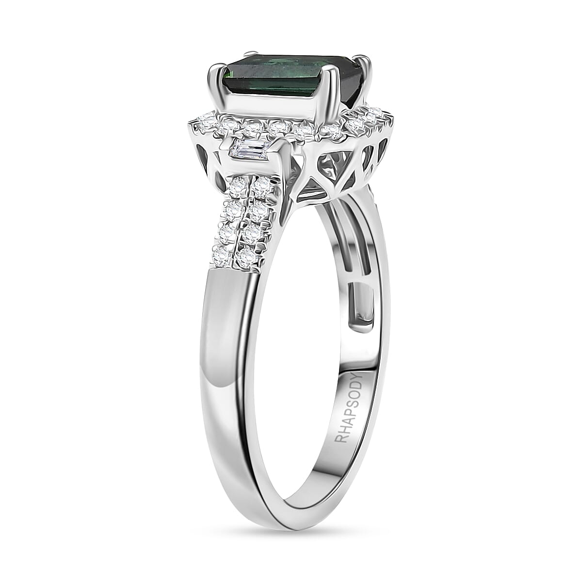 Doorbuster Certified & Appraised Rhapsody AAAA Santa Rosa Tourmaline and Diamond E-F VS 1.61 ctw Ring in 950 Platinum (Size 7.0) 5.95 Grams image number 1