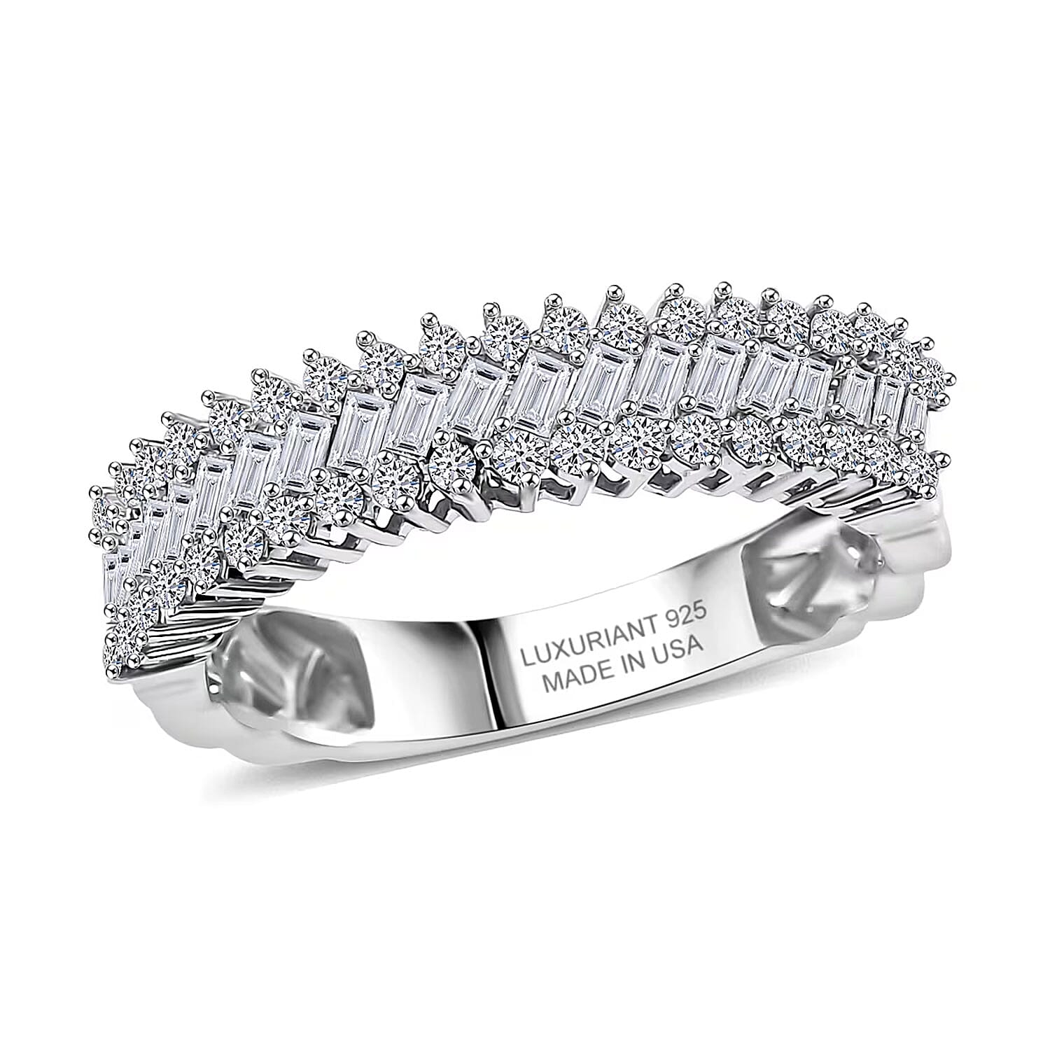 Luxuriant Lab Grown Diamond Ring in Rhodium Over Sterling Silver 0.50 ctw (Size 10.0)