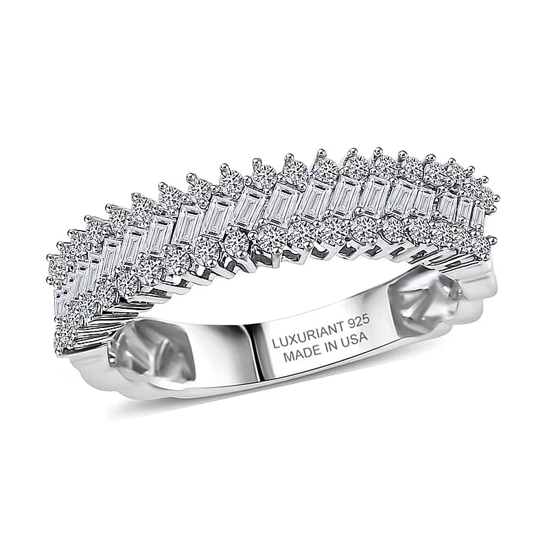 Luxuriant Lab Grown Diamond Ring in Rhodium Over Sterling Silver 0.50 ctw (Size 10.0)