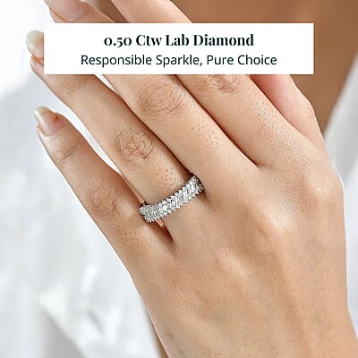Luxuriant Lab Grown Diamond Ring in Rhodium Over Sterling Silver 0.50 ctw (Size 10.0)