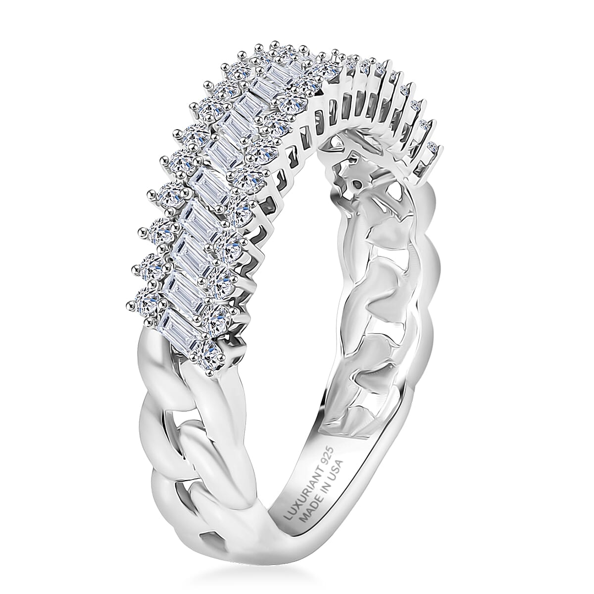 Luxuriant Lab Grown Diamond G-H SI 0.50 ctw Eternal Weave Ring in Rhodium Over Sterling Silver (Size 10.0) image number 3