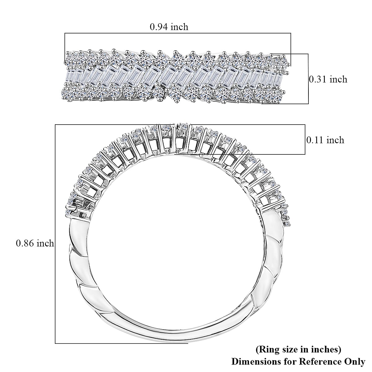 Luxuriant Lab Grown Diamond G-H SI 0.50 ctw Eternal Weave Ring in Rhodium Over Sterling Silver (Size 10.0) image number 5