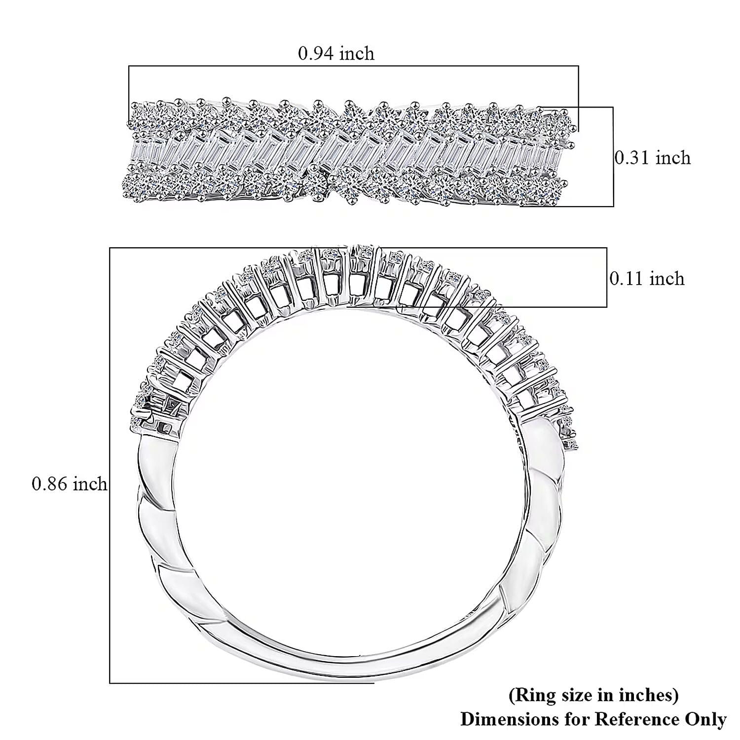Luxuriant Lab Grown Diamond Ring in Rhodium Over Sterling Silver 0.50 ctw (Size 10.0)