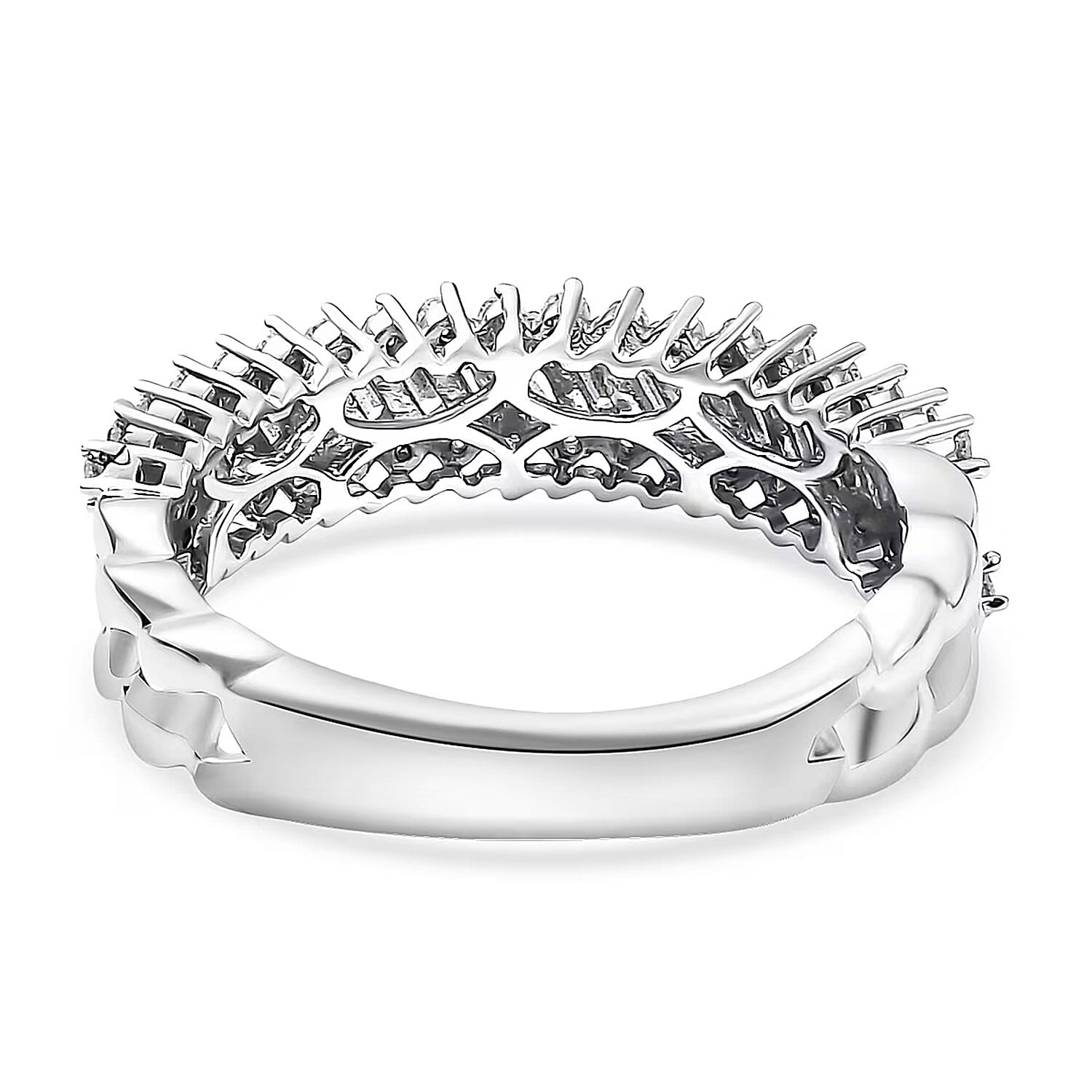 Luxuriant Lab Grown Diamond Ring in Rhodium Over Sterling Silver 0.50 ctw (Size 10.0)