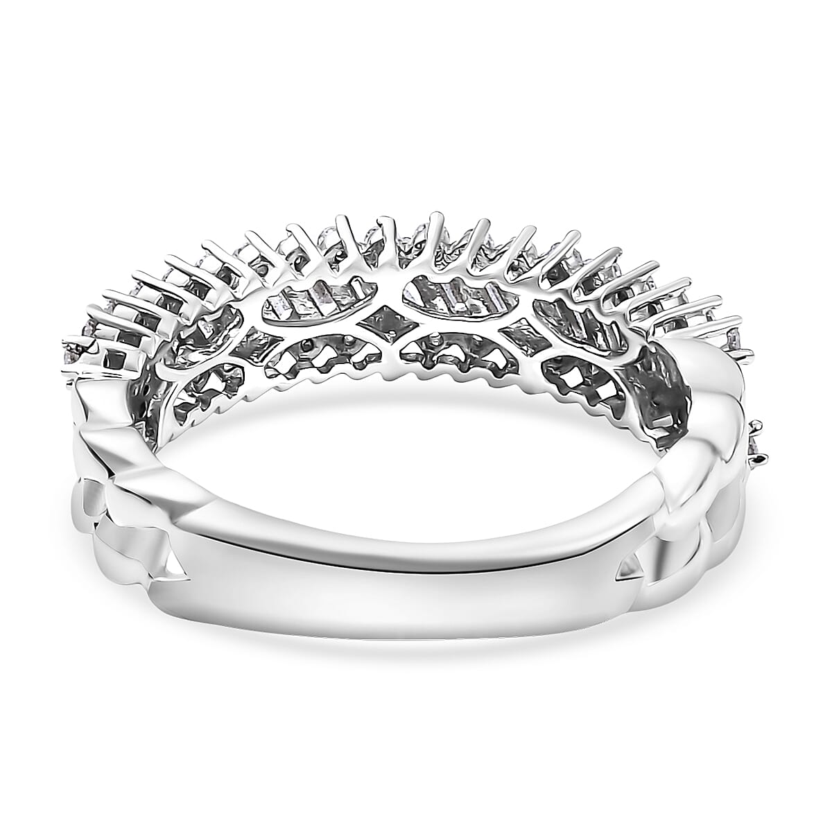 Luxuriant Lab Grown Diamond G-H SI 0.50 ctw Eternal Weave Ring in Rhodium Over Sterling Silver (Size 7.0) image number 4