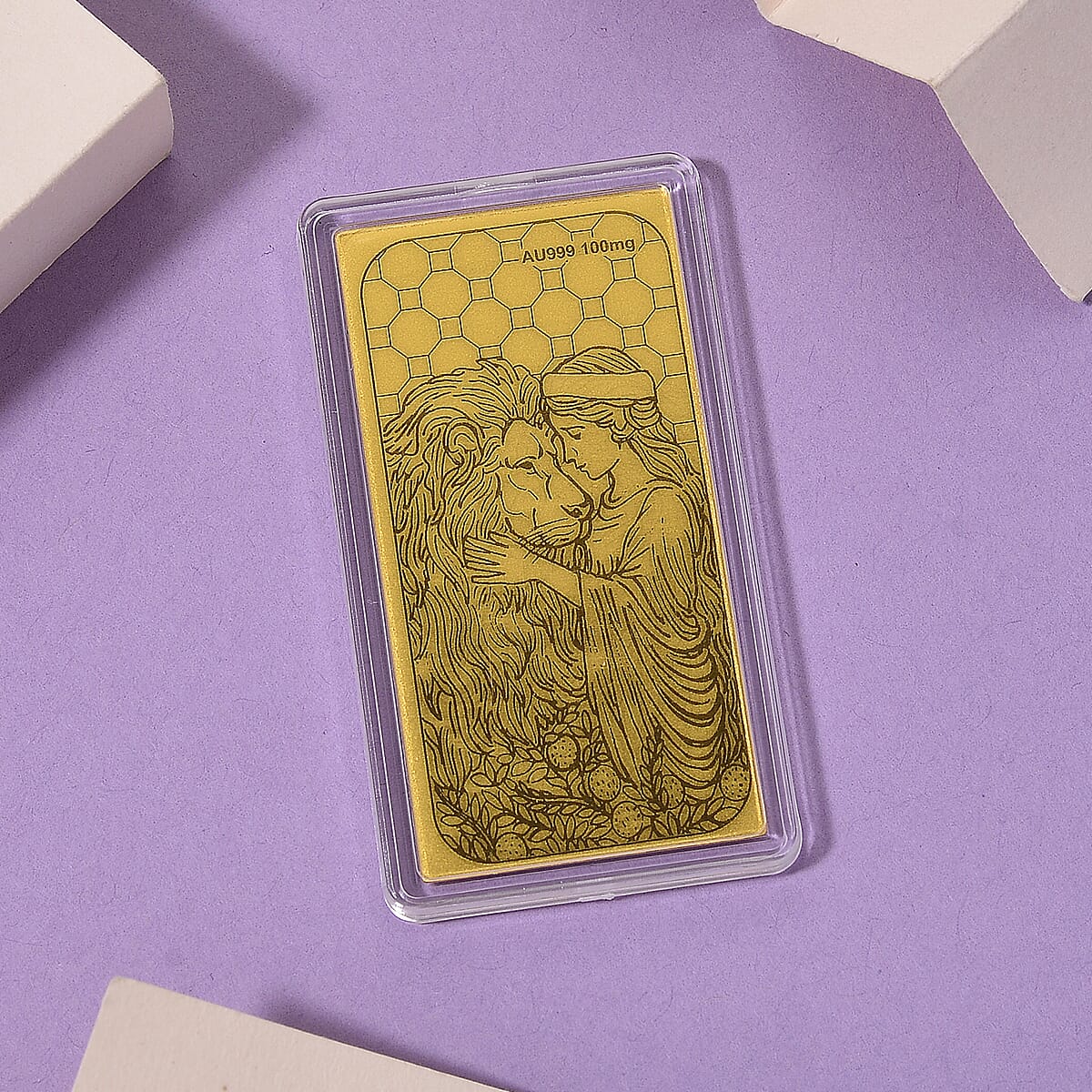 24K Golden Golden Lion & Lady Legacy Emboss Sheet 55x30mm 100mg (Del. in 8-10 Days) image number 1