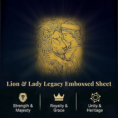 24K Golden Lion & Lady Legacy Emboss Sheet 55x30mm 100mg