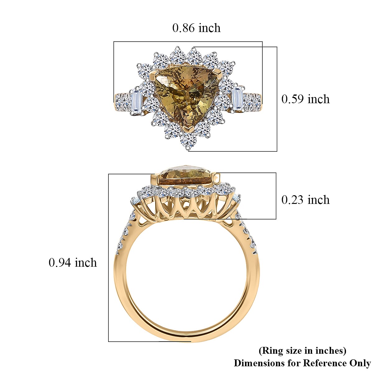 Certified AAA Golden Tanzanite, Lab Grown Diamond Sunburst Halo Ring in 10K Yellow Gold 2.50 ctw (Size 6.0) image number 5
