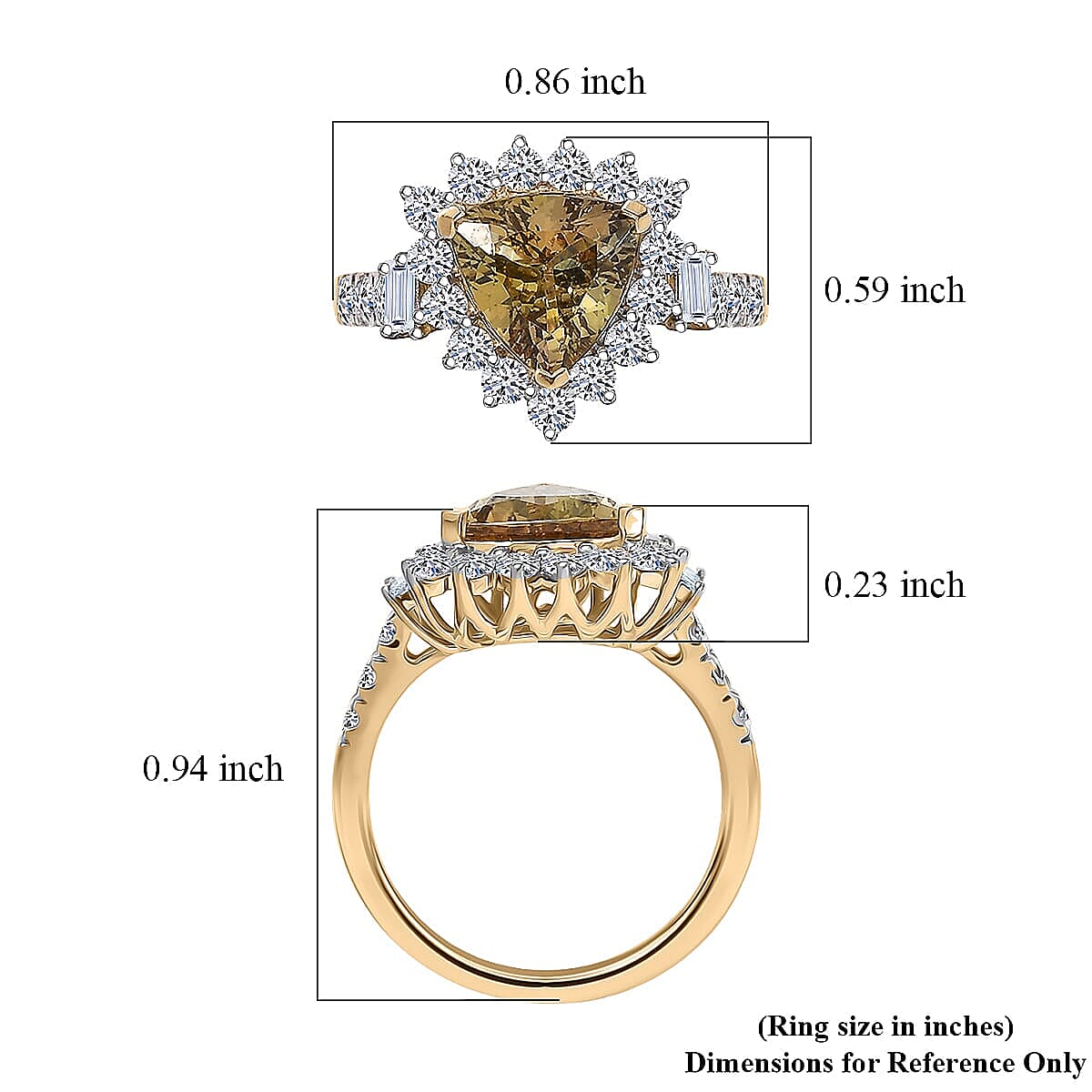 Certified AAA Golden Tanzanite, Lab Grown Diamond Sunburst Halo Ring in 10K Yellow Gold 2.50 ctw (Size 7.0) image number 5