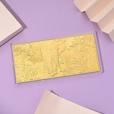 24K Gold Majesty of the Wild - Royal Elephant Embossed Sheet (15.5x7.5cm) 100mg