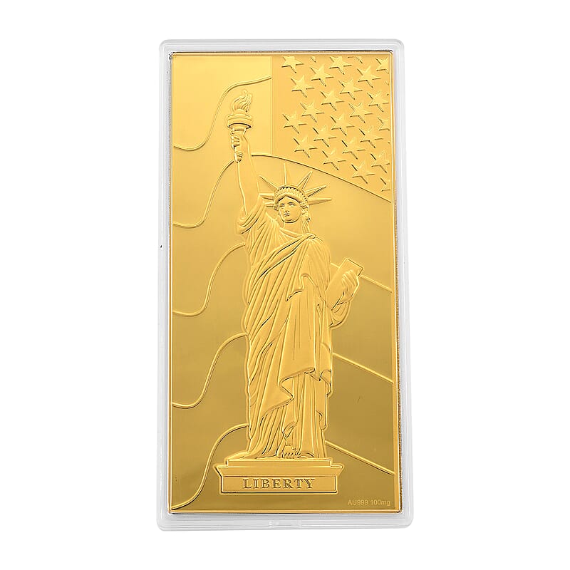24K Gold Lady Liberty - A Symbol of Freedom Embossed Sheet (15.5x7.5cm) 100mg