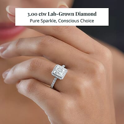 IGI Certified Luxuriant Lab Grown Diamond Ring in 950 Platinum 3.00 ctw (Size 6.0)