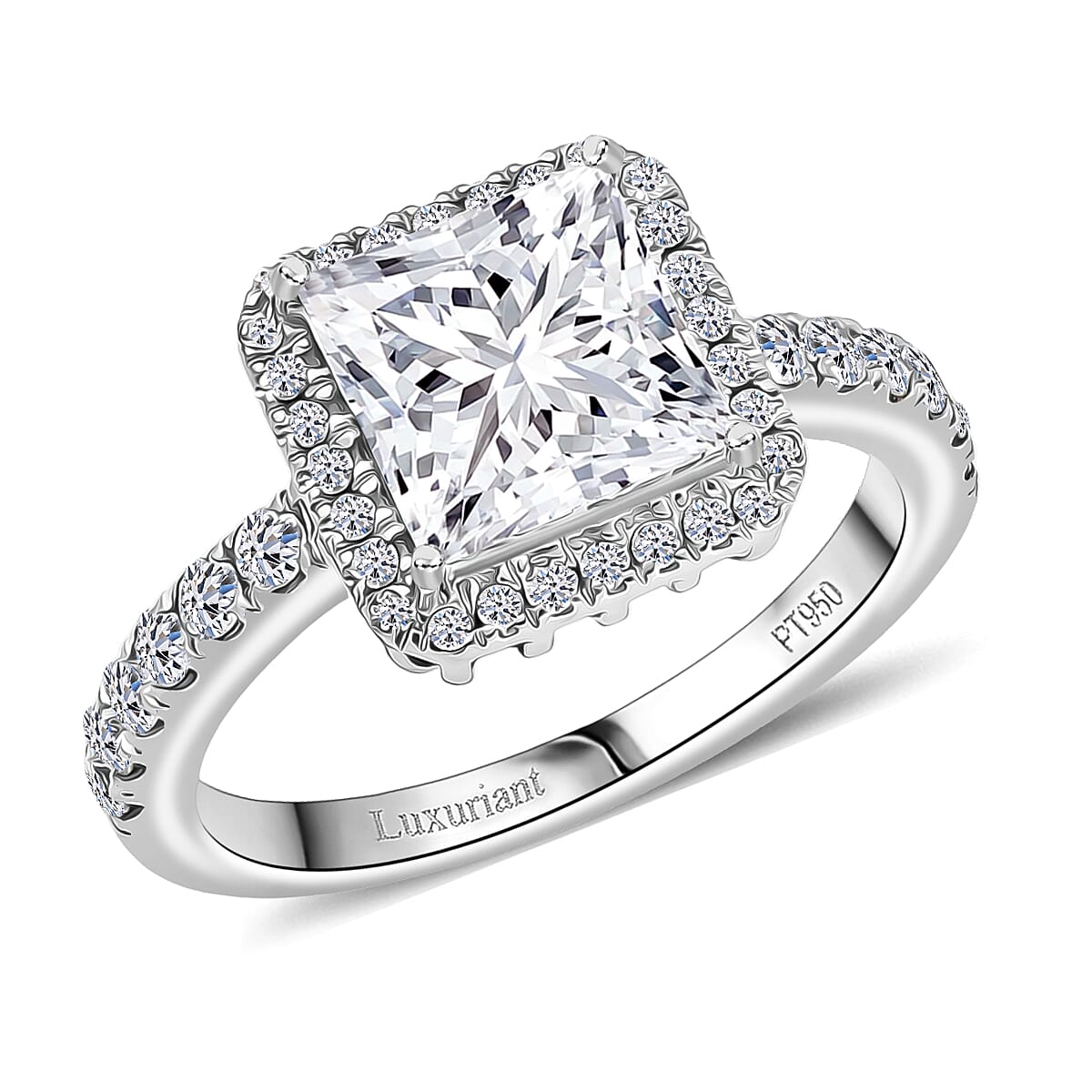 IGI Certified Luxuriant Lab Grown Diamond E-F VS 3.00 ctw Square Aura Ring in 950 Platinum (Size 7.0) image number 0