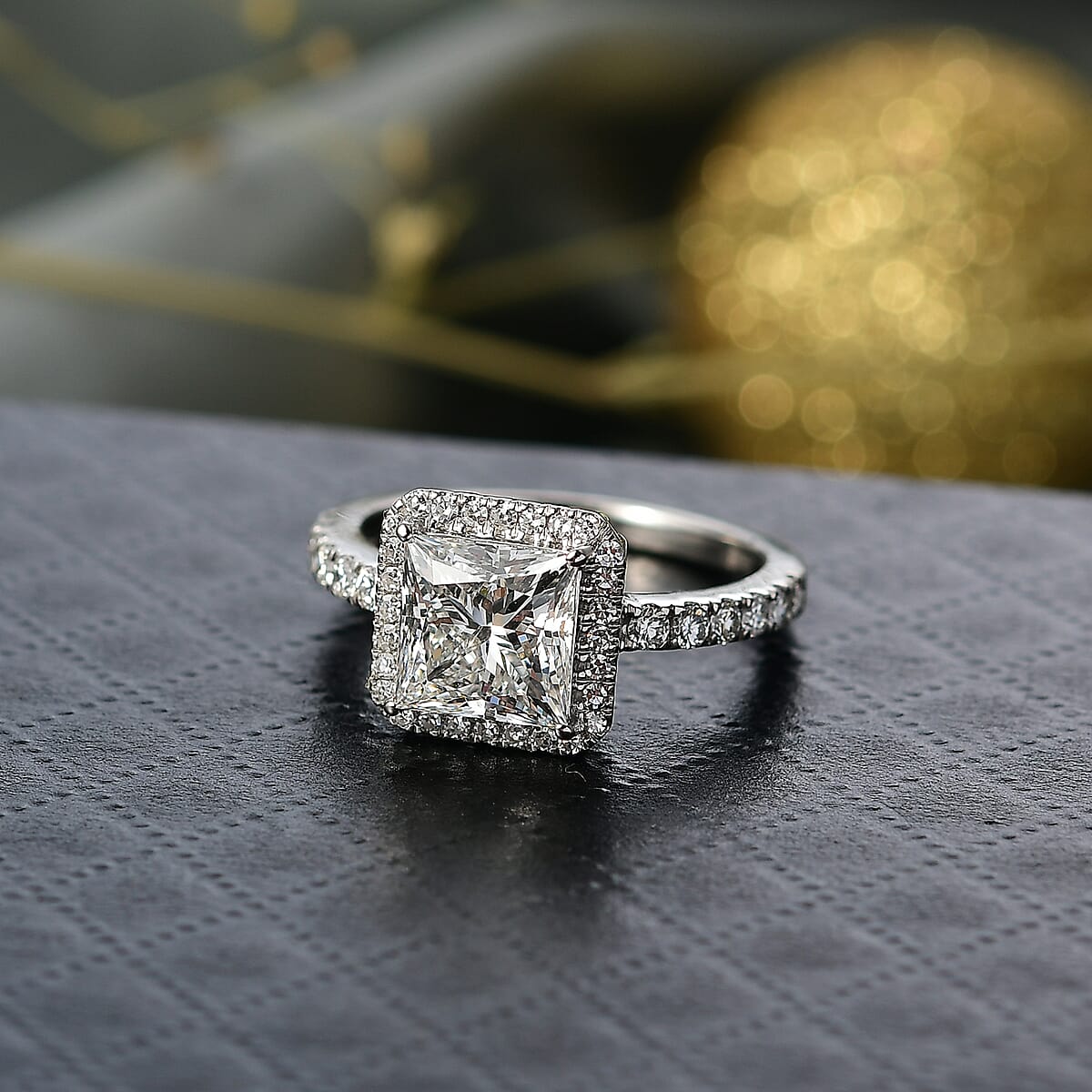 IGI Certified Luxuriant Lab Grown Diamond E-F VS 3.00 ctw Square Aura Ring in 950 Platinum (Size 7.0) image number 1