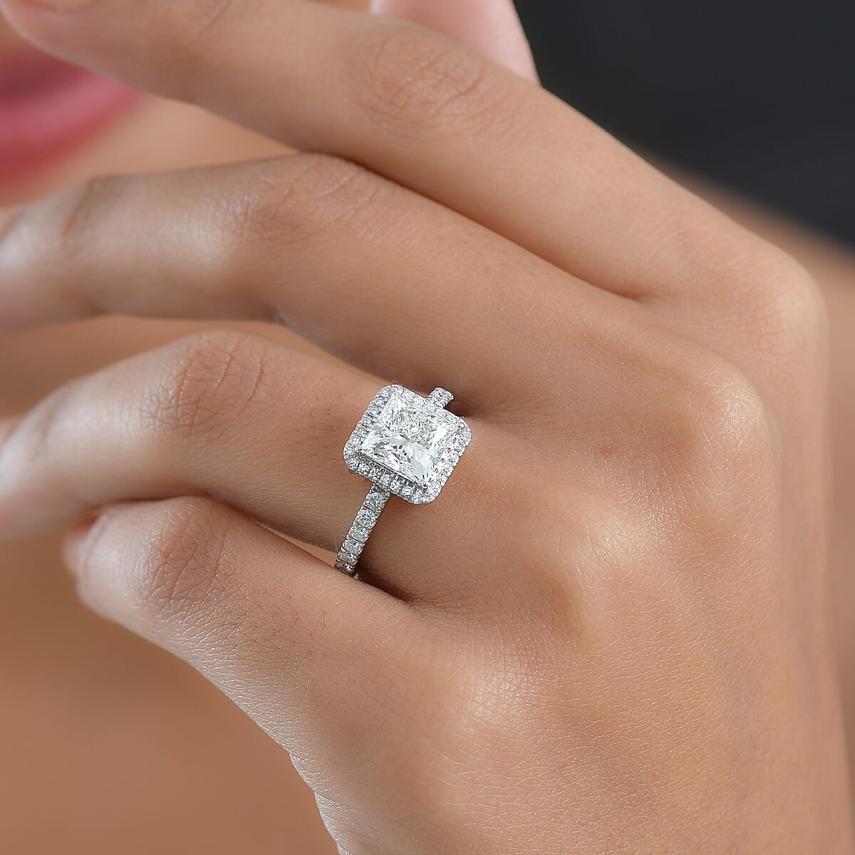 IGI Certified Luxuriant Lab Grown Diamond E-F VS 3.00 ctw Square Aura Ring in 950 Platinum (Size 7.0) image number 2