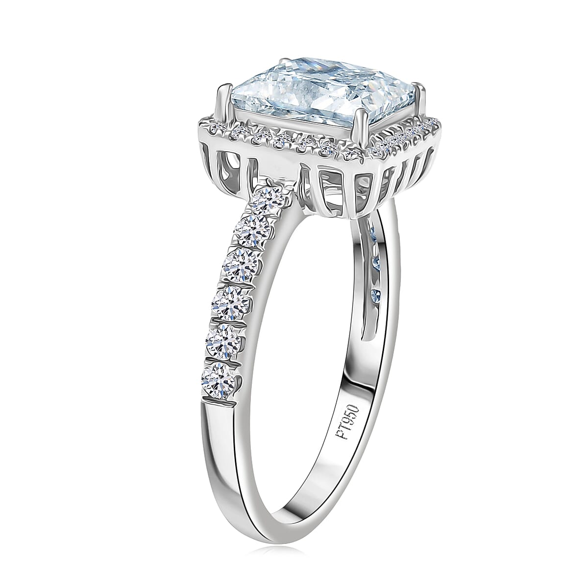 IGI Certified Luxuriant Lab Grown Diamond E-F VS 3.00 ctw Square Aura Ring in 950 Platinum (Size 7.0) image number 3