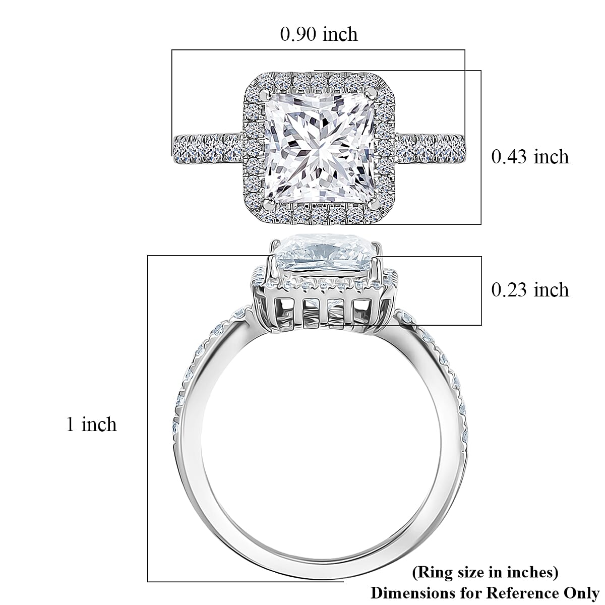 IGI Certified Luxuriant Lab Grown Diamond E-F VS 3.00 ctw Square Aura Ring in 950 Platinum (Size 7.0) image number 5
