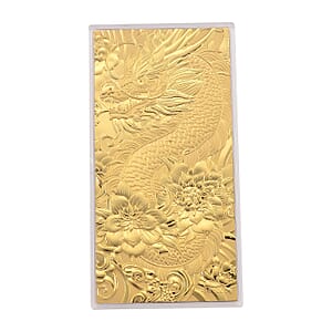 24K Golden Dragon Harmony and Flower Emboss Sheet (15.5x7.5cm) 100mg (Del. in 8-10 Days)