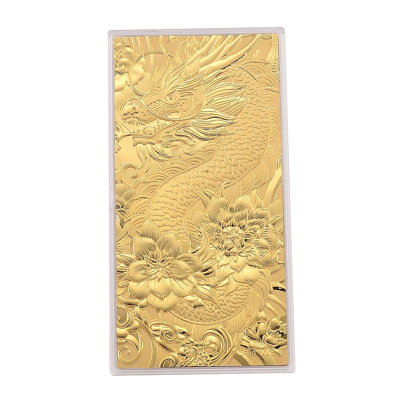 24K Golden Dragon Harmony and Flower Emboss Sheet (15.5x7.5cm) 100mg