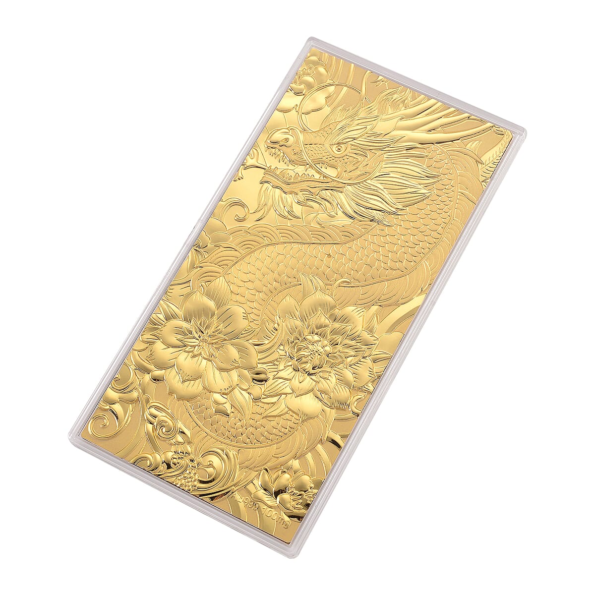 24K Golden Dragon Harmony and Flower Emboss Sheet (15.5x7.5cm) 100mg (Del. in 8-10 Days) image number 2