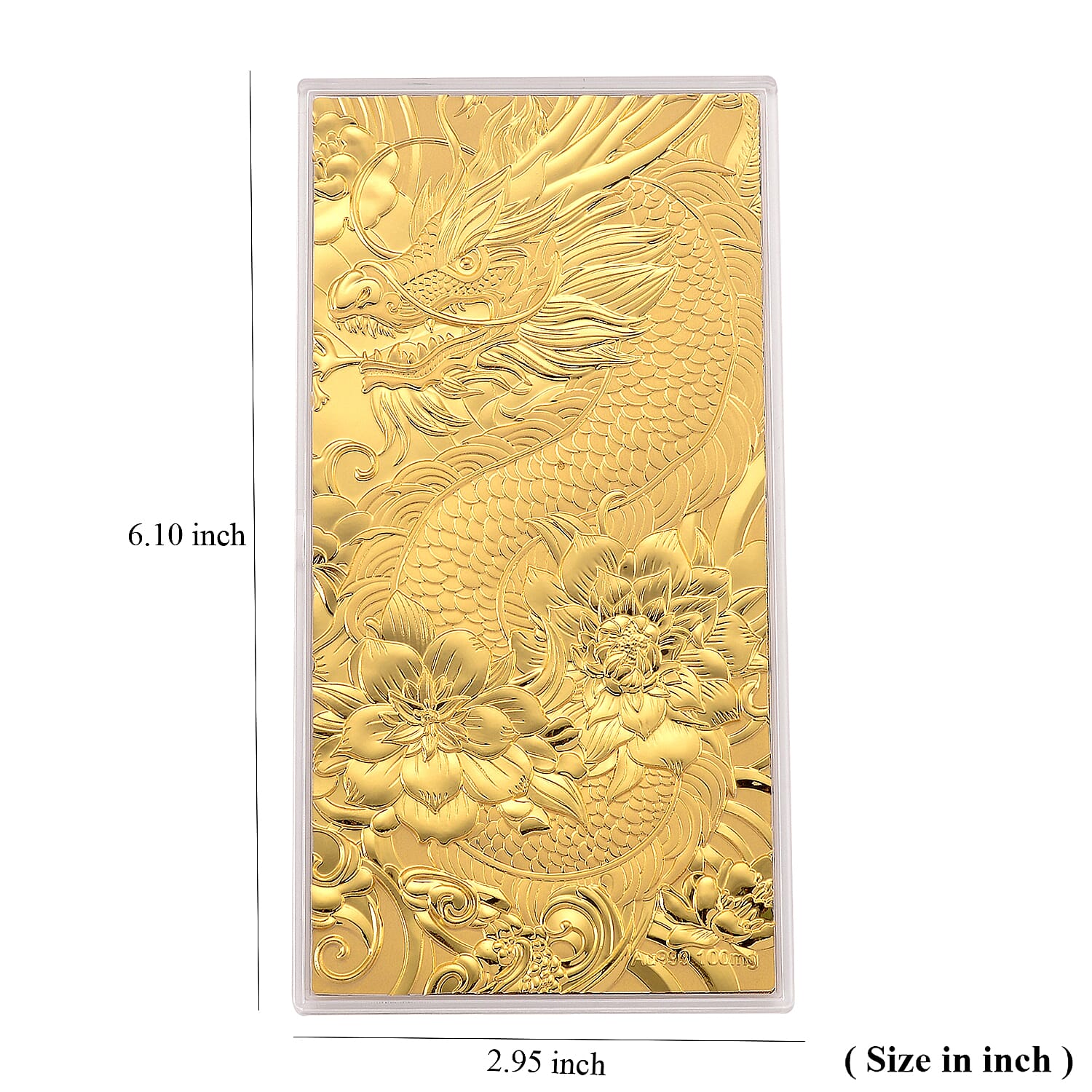  24K Golden Dragon Harmony and Flower Emboss Sheet (15.5x7.5cm) 100mg