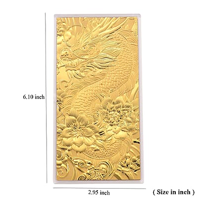 24K Golden Dragon Harmony and Flower Emboss Sheet (15.5x7.5cm) 100mg