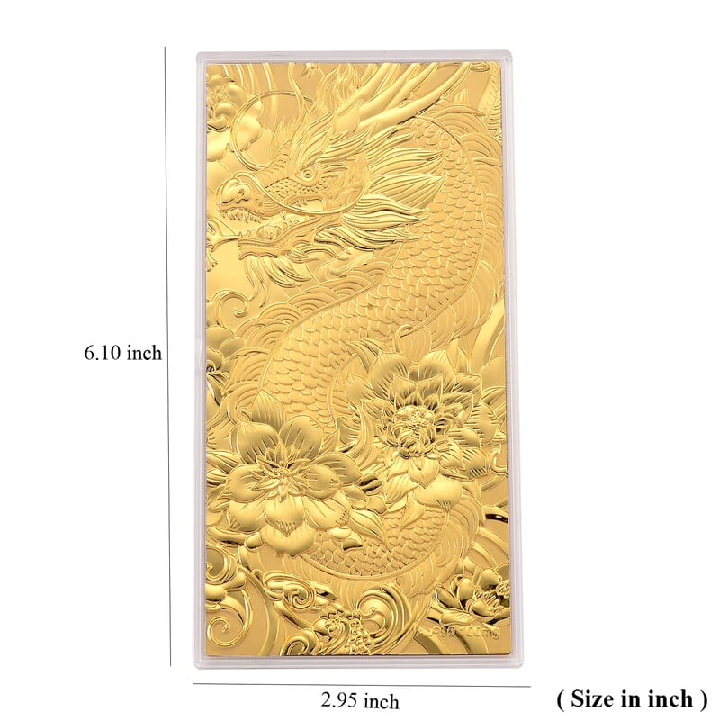 24K Golden Dragon Harmony and Flower Emboss Sheet (15.5x7.5cm) 100mg